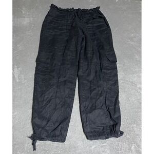 Magaschoni Linen Pants Womens Medium Black High Rise Beach Lagenlook Jogger